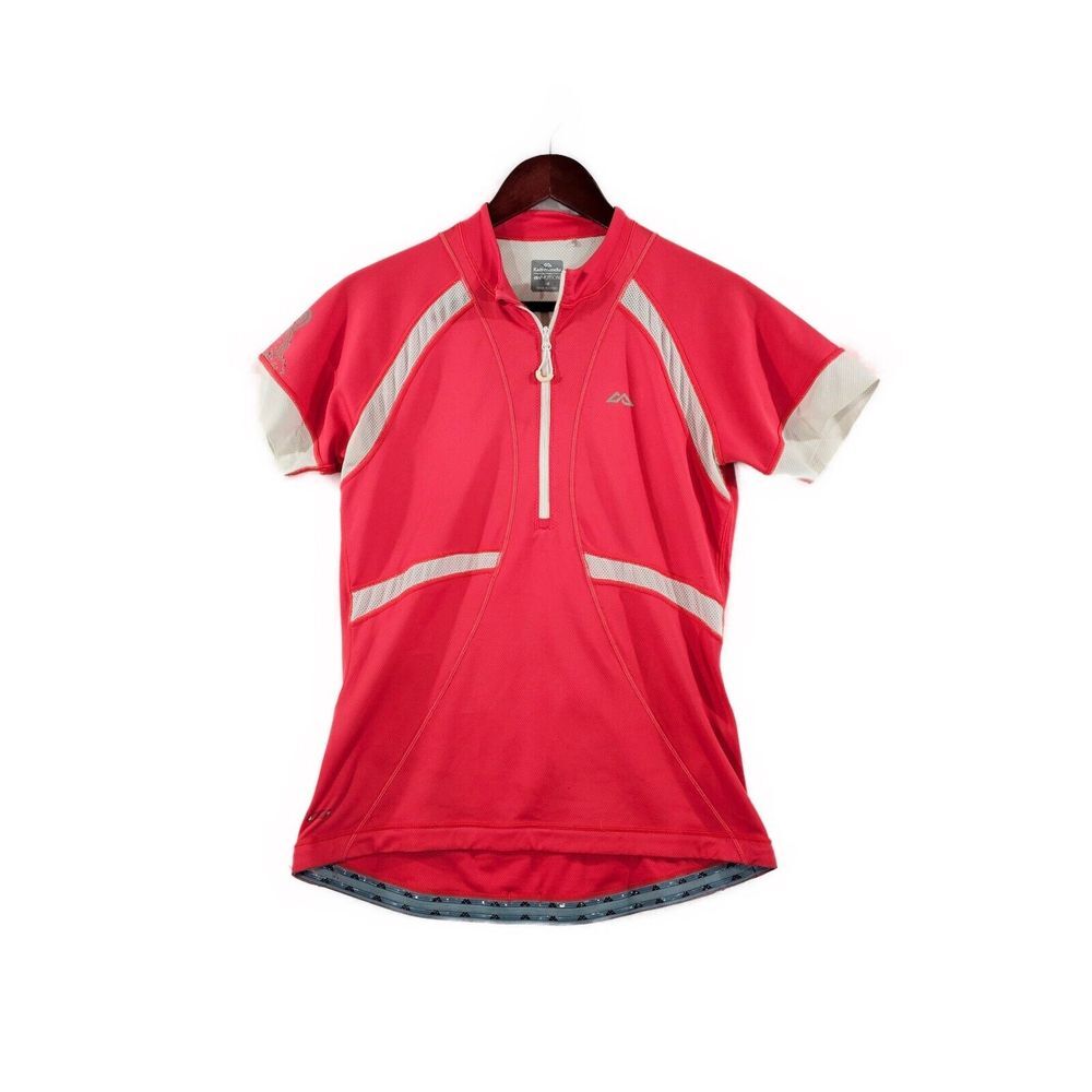 Katmandu Womens Bike Cycling Shirt Half Zip Short Sleeve DriMotion Pocket Red 12